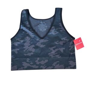 SPANX Women’s Size Medium Seamless Crop Top in Black Camo NWT